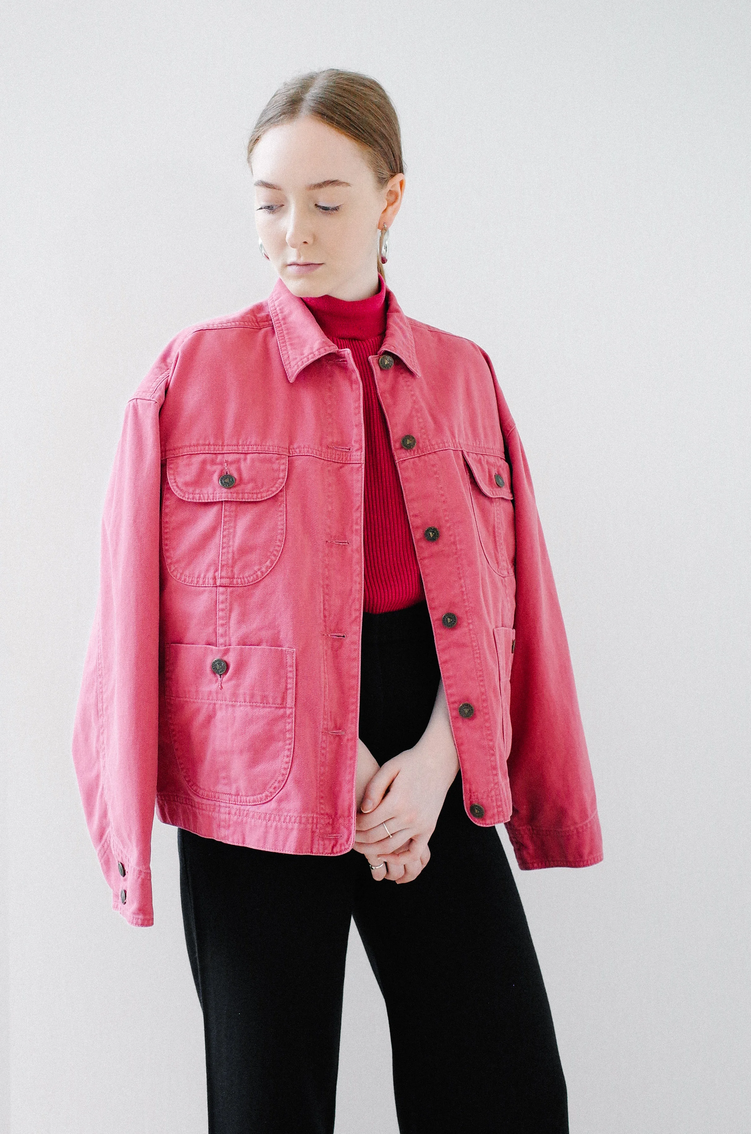 red chore jacket