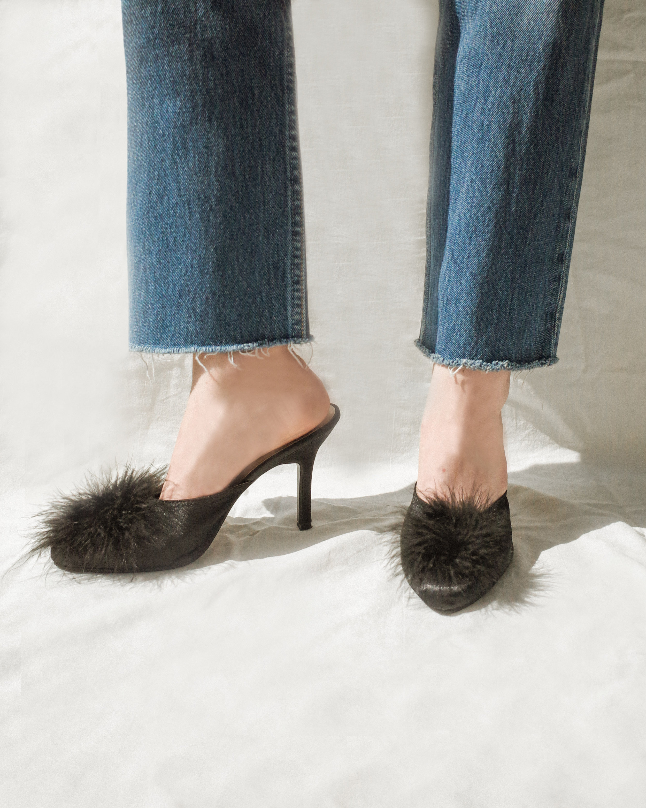 feather mule heels