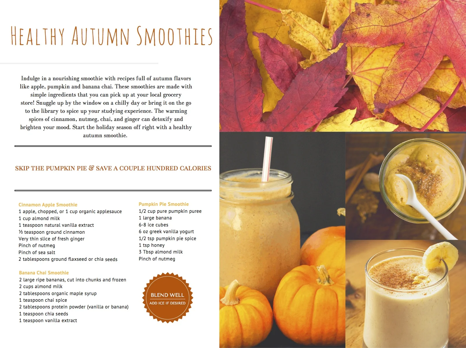 Healthy Autumn Smoothies
