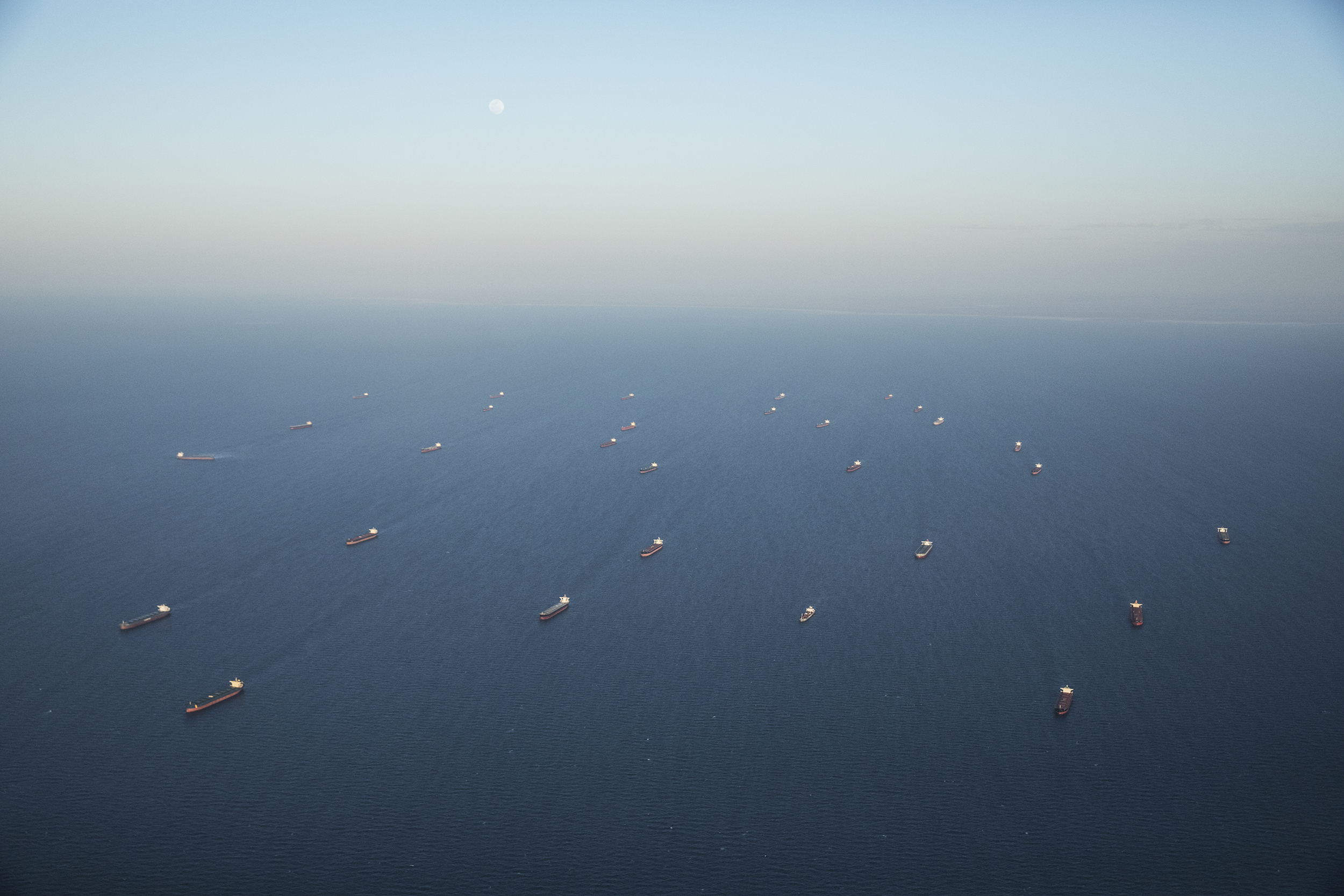  Capesized Carriers Await Loading, Port Hedland Outer Harbour, Western Australia, 2016.&nbsp; Edition of 3. 