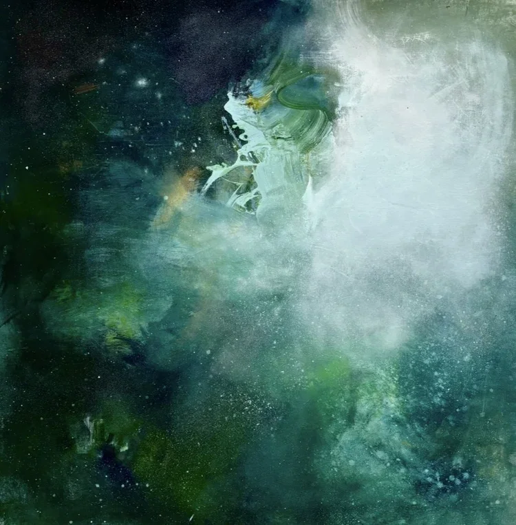 Cosmos, 140cm x 140cm mixed media on canvas