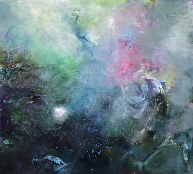 The Lake, 110cm x 100cm Mixed media on canvas, Private commission, SOLD