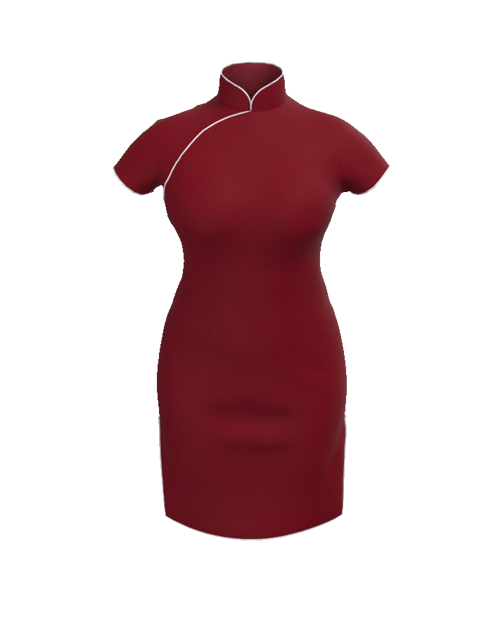 20220612 Red Knit Cheongsam CLO3D turnable render(standtalld)(chocolatesew).gif