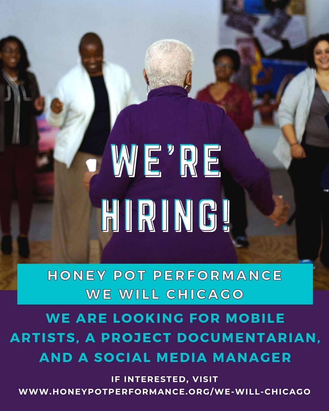 Honey Pot Performance is still hiring! Come join the team.

We are working on a new project with the Department of Planning and DCASE as part of the We Will Chicago initiative. As part of this work, HPP is hiring a team to collaborate with us on our 