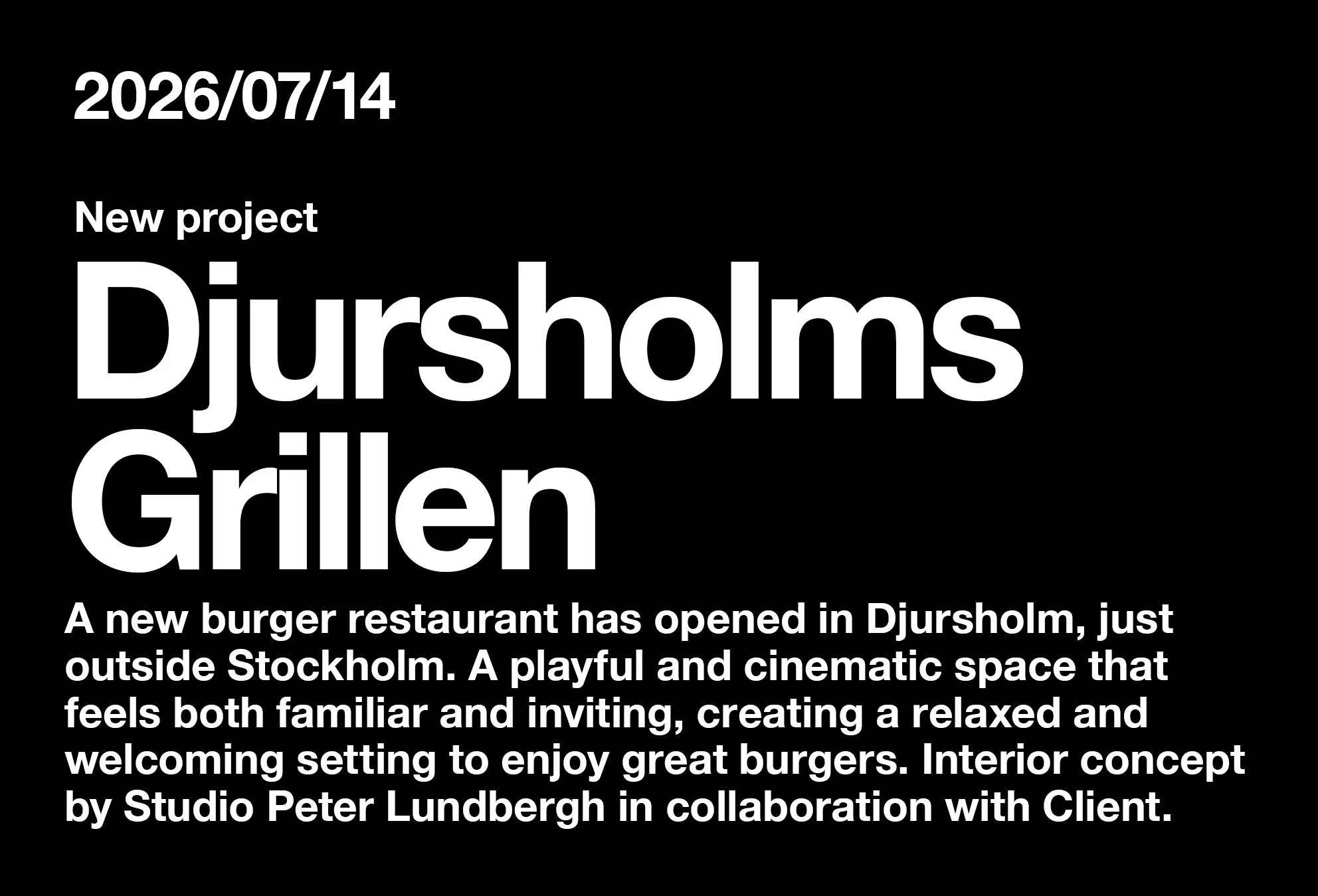Djursholmsgrillen. Inredningskoncept framtaget av Studio Peter Lundbergh.