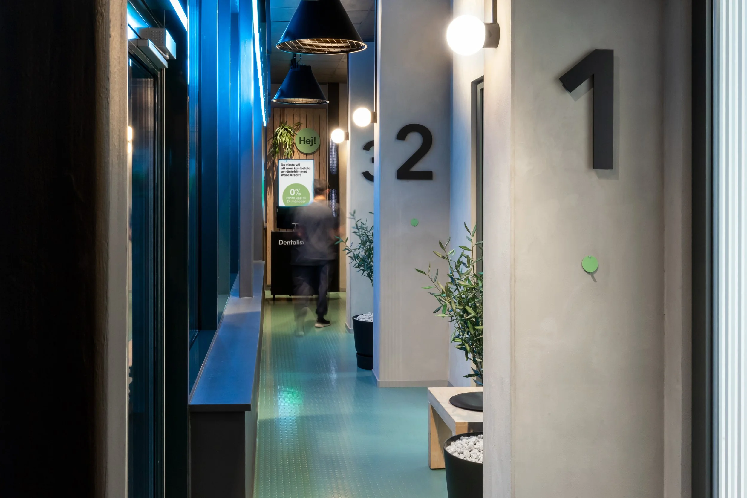 Dentalisterna hallway. Interior design by Studio Peter Lundbergh