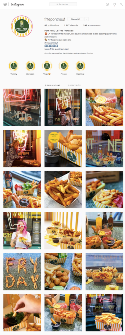 Exemple du compte Instagram de @Fritepontneuf