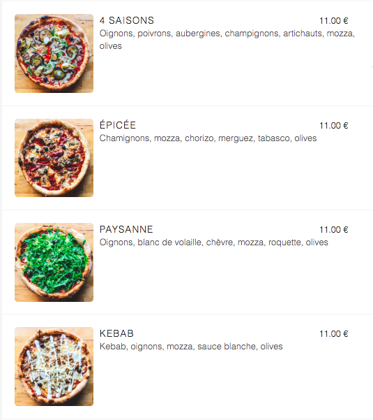 Liste produits avec photos