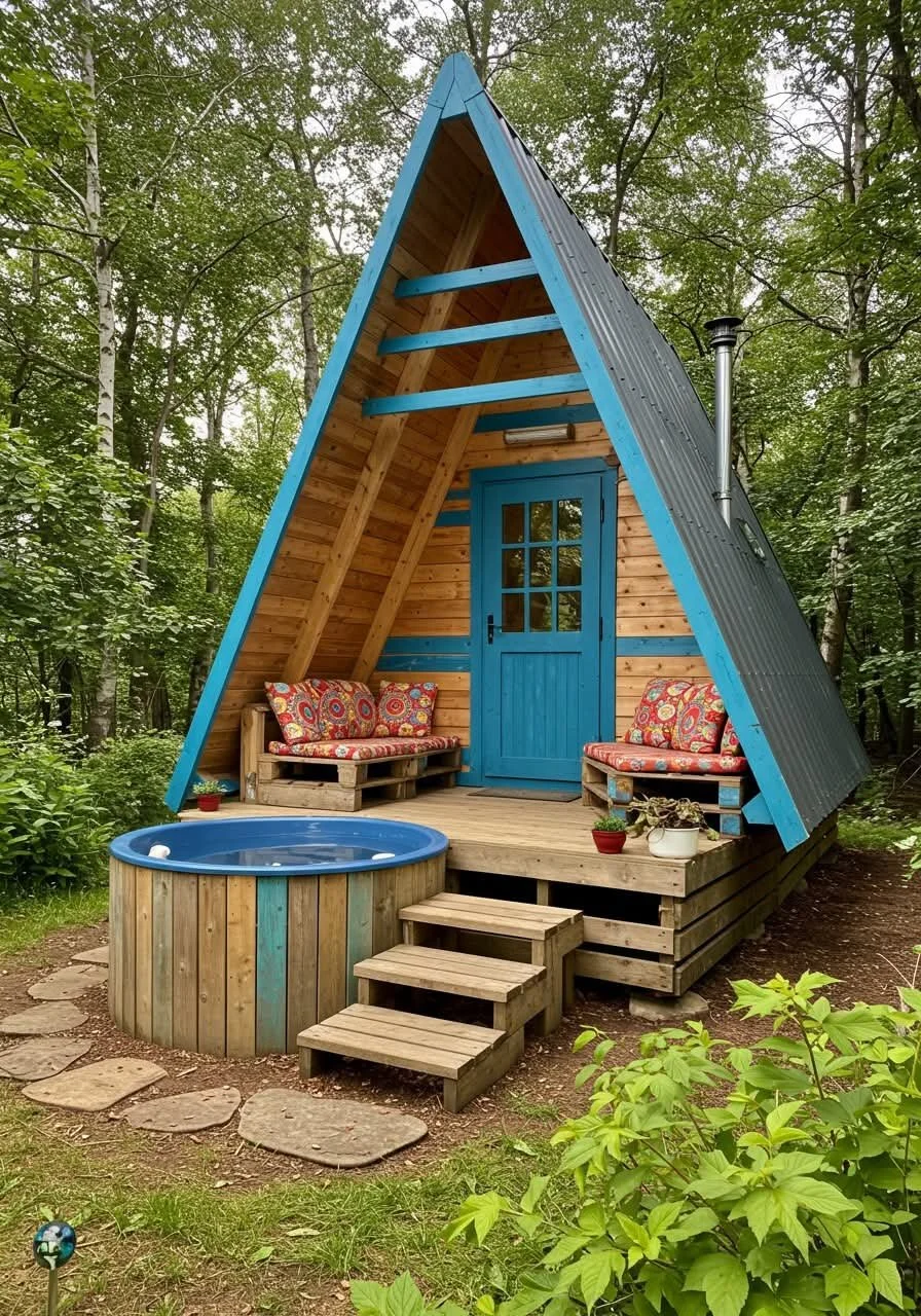 Backyard cabin, staycation cabin with hot tub and native plants in Louisville, KY