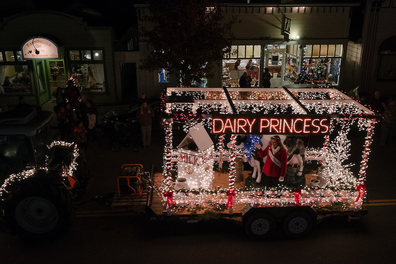 Dairy Princess at Christmas Lighted Tractor Parade in Ferndale CA.jpeg