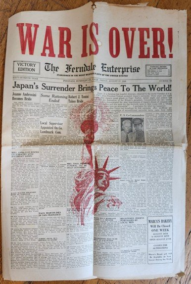 Ferndale Enterprise front page, August 1945