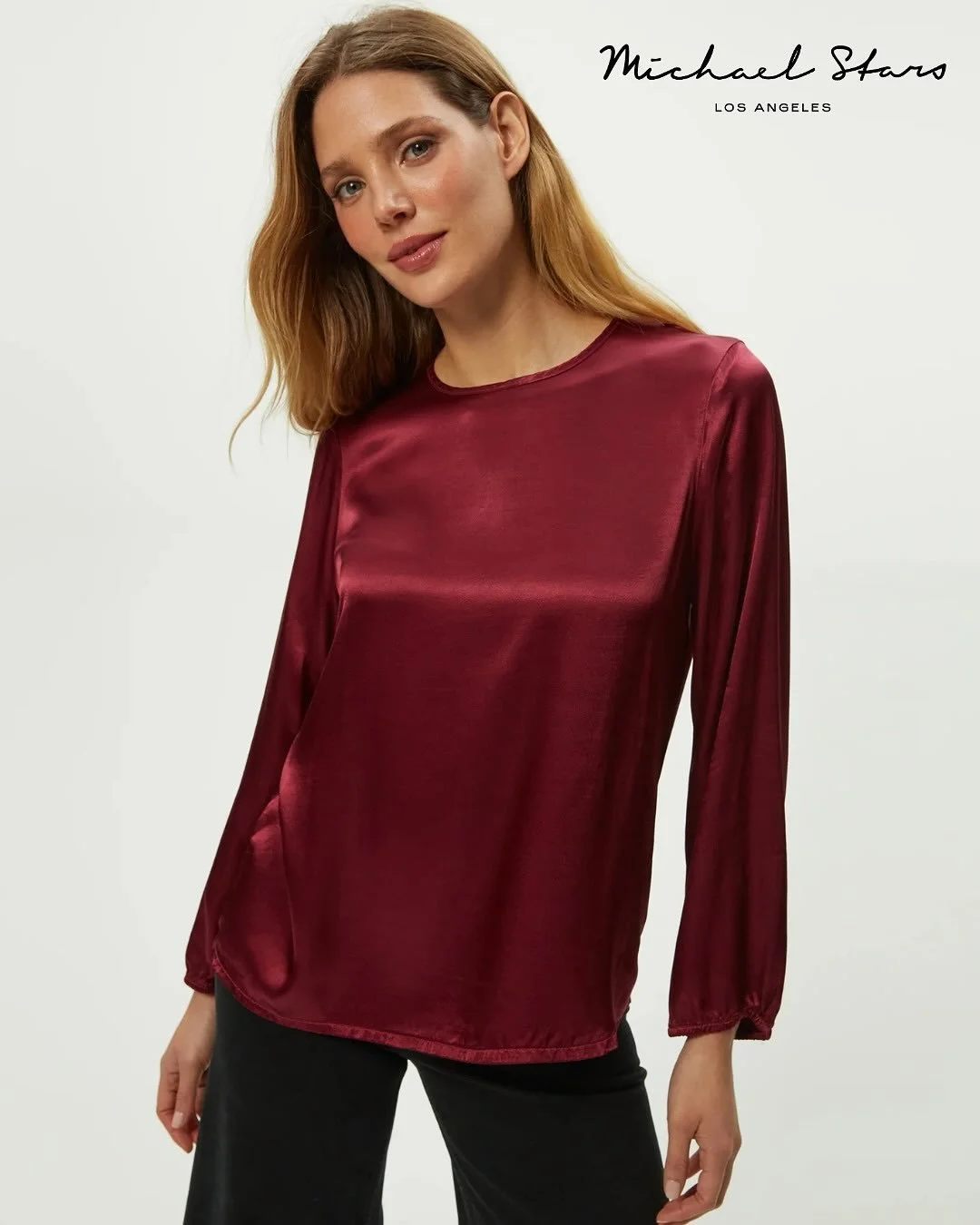 Lali Satin Top In Garnet From Michael Stars.