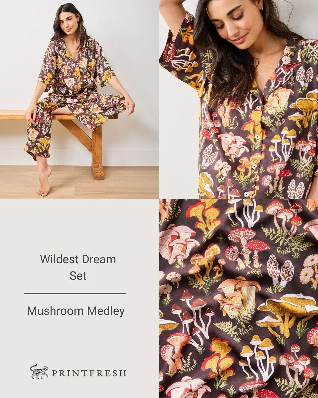 Mushroom Medley PJ Set From Printfresh.