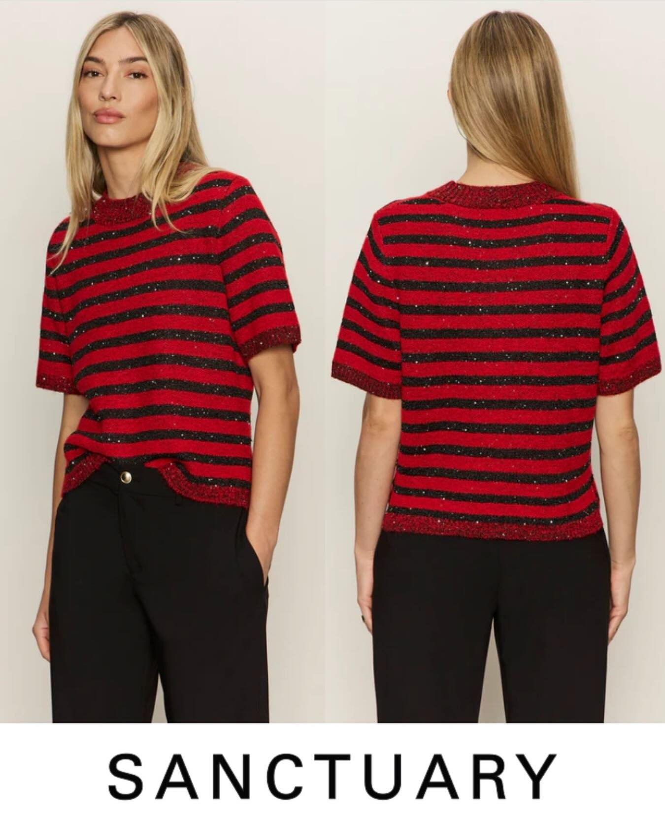 Sanctuary- Short Sleeve Shine Sweater In Cherry Lacquer.