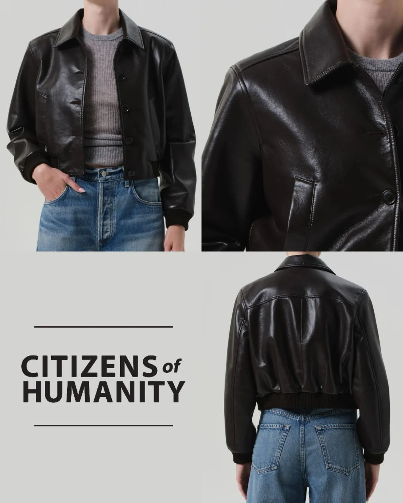 Lola Bomber Jacket. Cropped Bomber With A Structured Silhouette. Made From Recycled Leather.