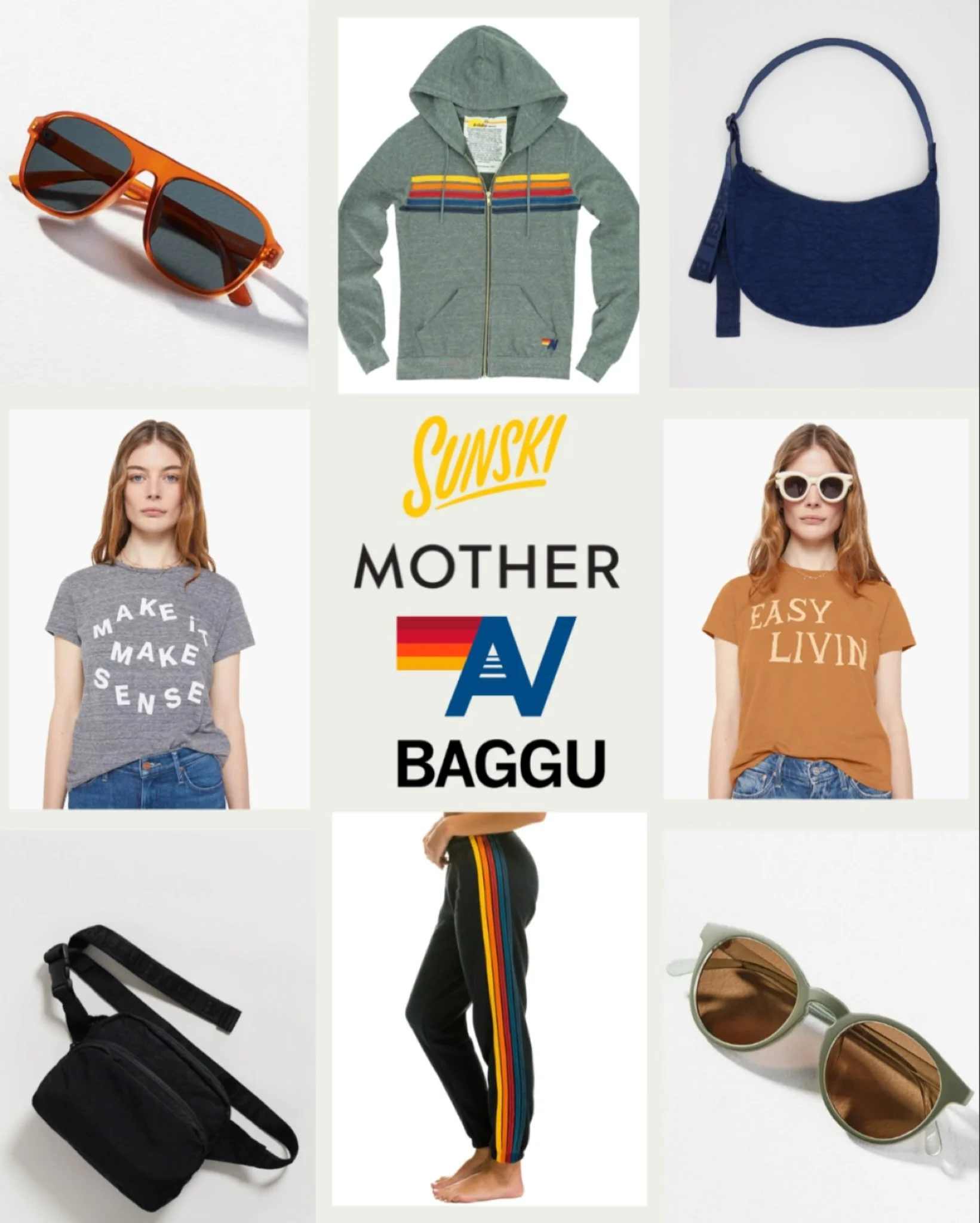&hellip;A few of our favorite things&hellip;
Aviator Nation Sweatshirts &amp; Sweatpants
Mother Tees
Sunski Polarized Sunglasses
&amp; Baggu Bags
