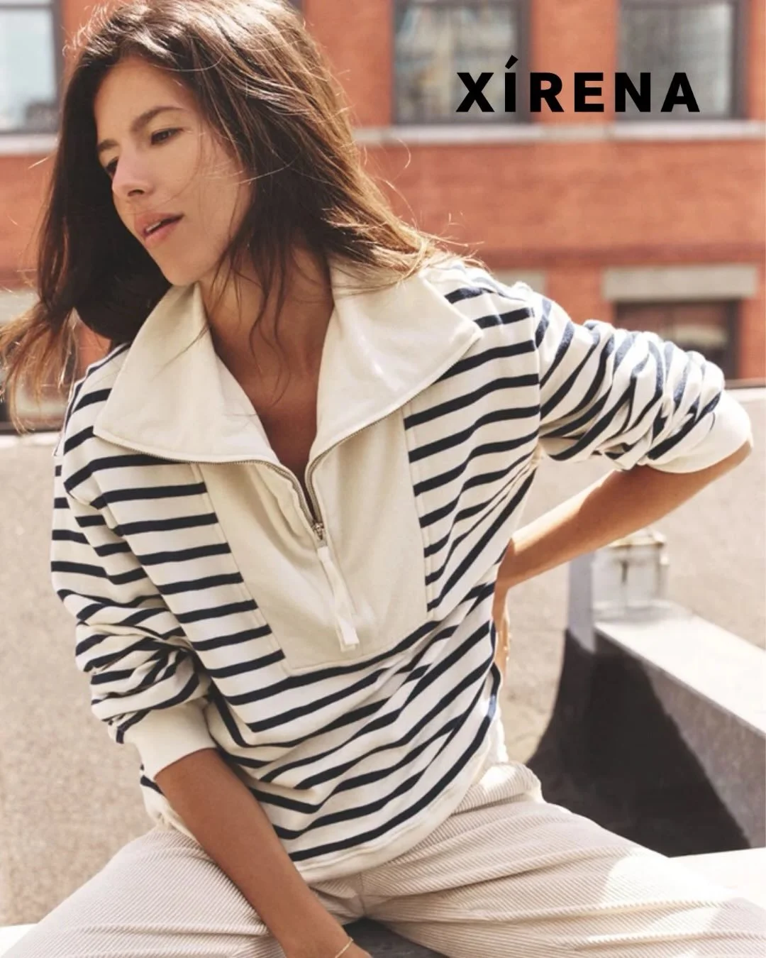 X&iacute;rena - Natural Stripe Kat Terry Sweatshirt