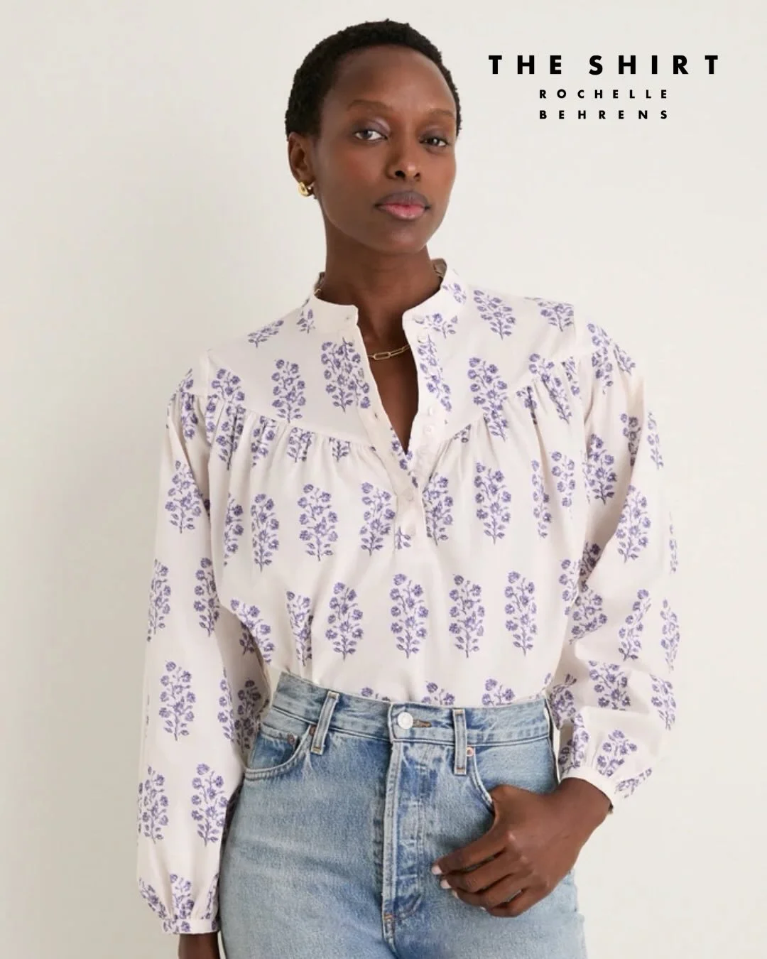 Logan Shirt In Lilac Print. Loose, Blousy Fit That Features Delicate Pintuck Details.