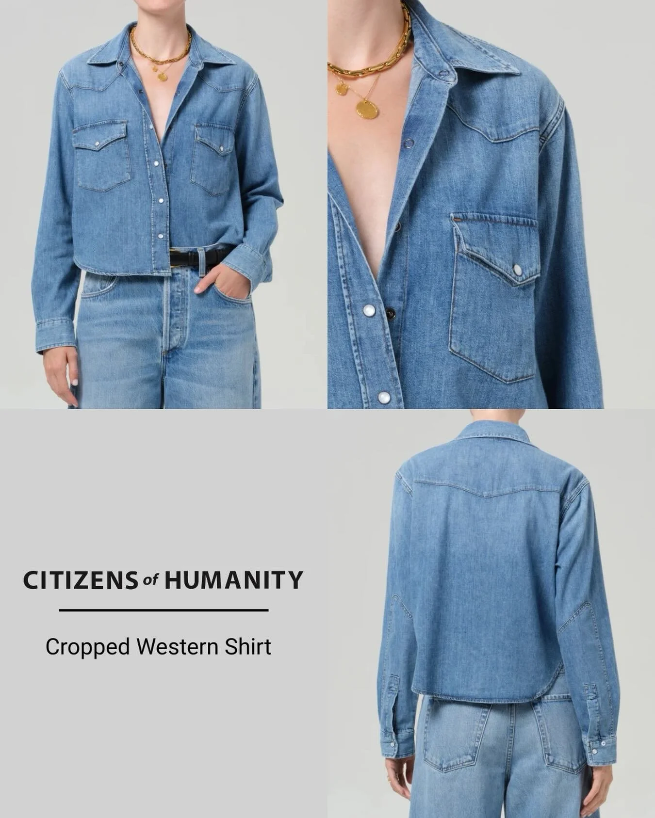Citizens Of Humanity - Cropped Western Shirt In Carolina Blue.