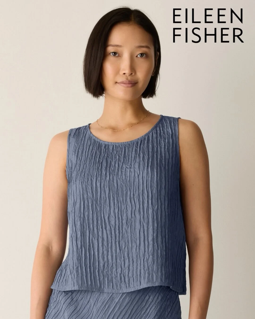 New From Eileen Fisher! Textured Silk Tank In Flint. 100% Silk.