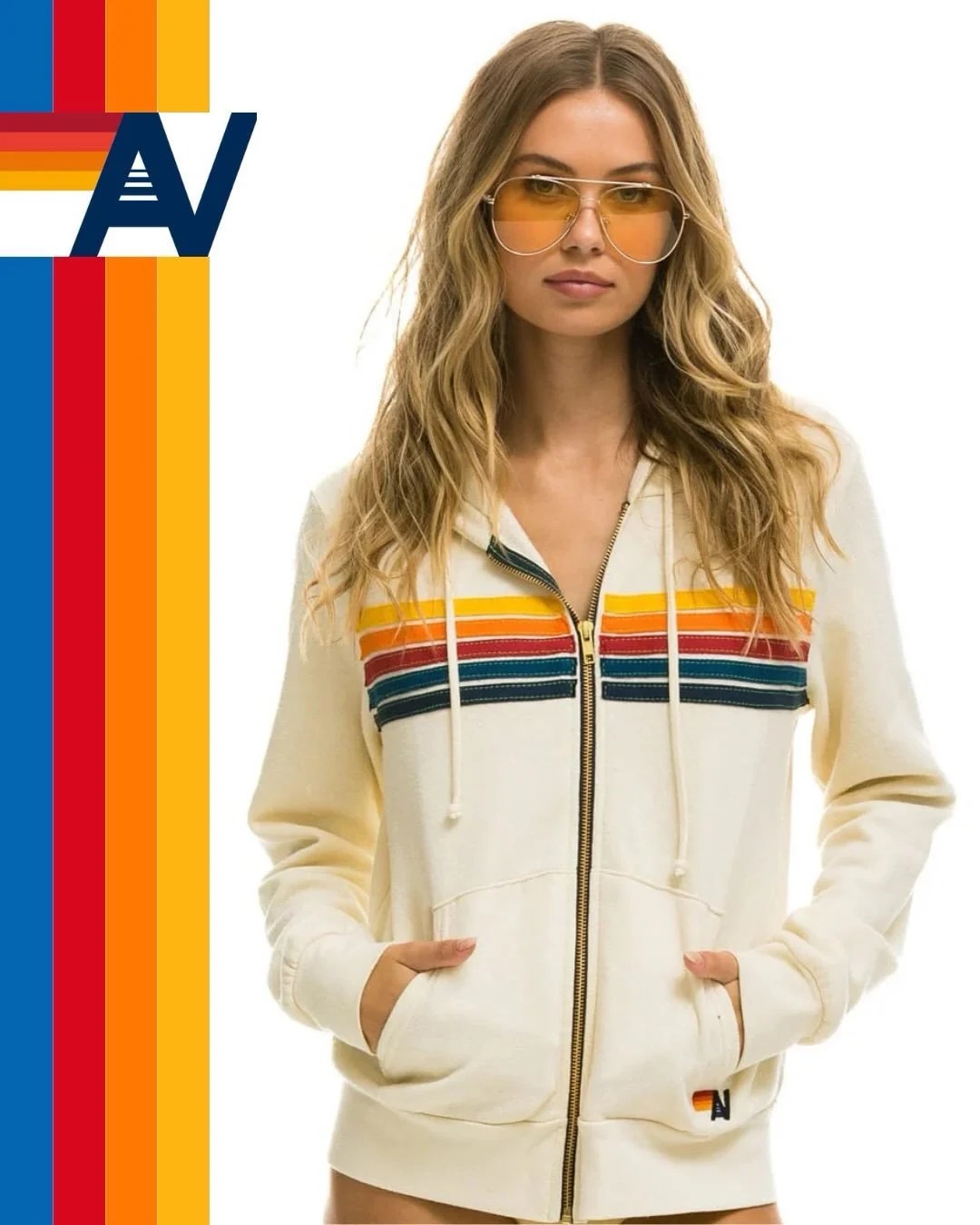 Aviator Nation Restock! 5-Stripe Zip Up Hoodie In Three Colors.