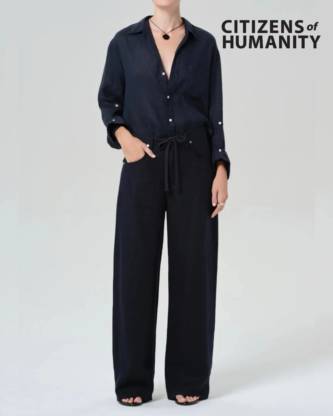 Citizens Of Humanity! The Brynn Linen Pant &amp; Kayla Linen Shirt Make The Perfect Set! In Two Colors: True Navy &amp; Pale Stone.