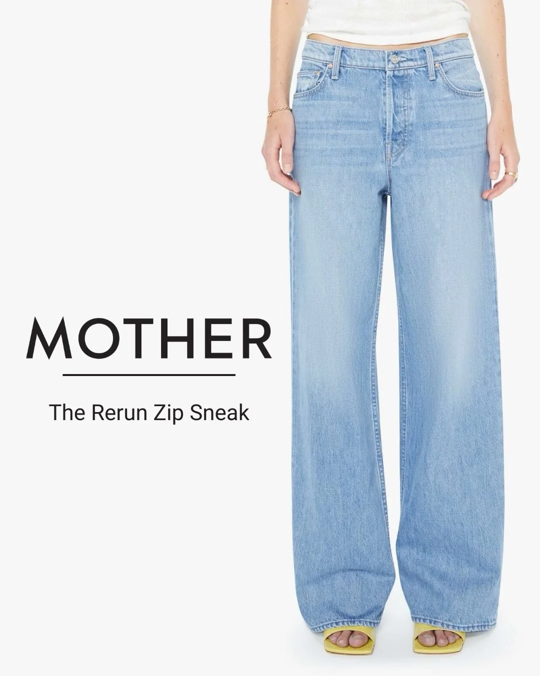 New From MOTHER! The Rerun Zip Sneak. High-Waisted, Loose Wide Leg Jean.