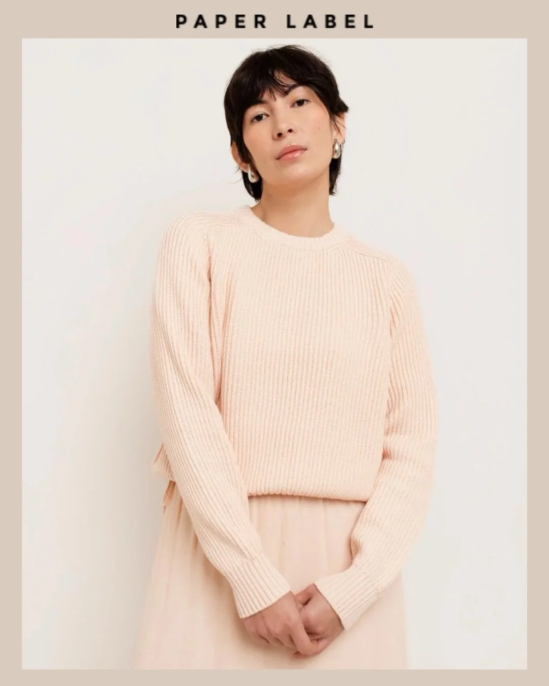 Avery Crew Neck Sweater From PAPER LABEL. Three Colors: Almost Apricot, Silver Mink &amp; Gardenia. 100% Cotton.