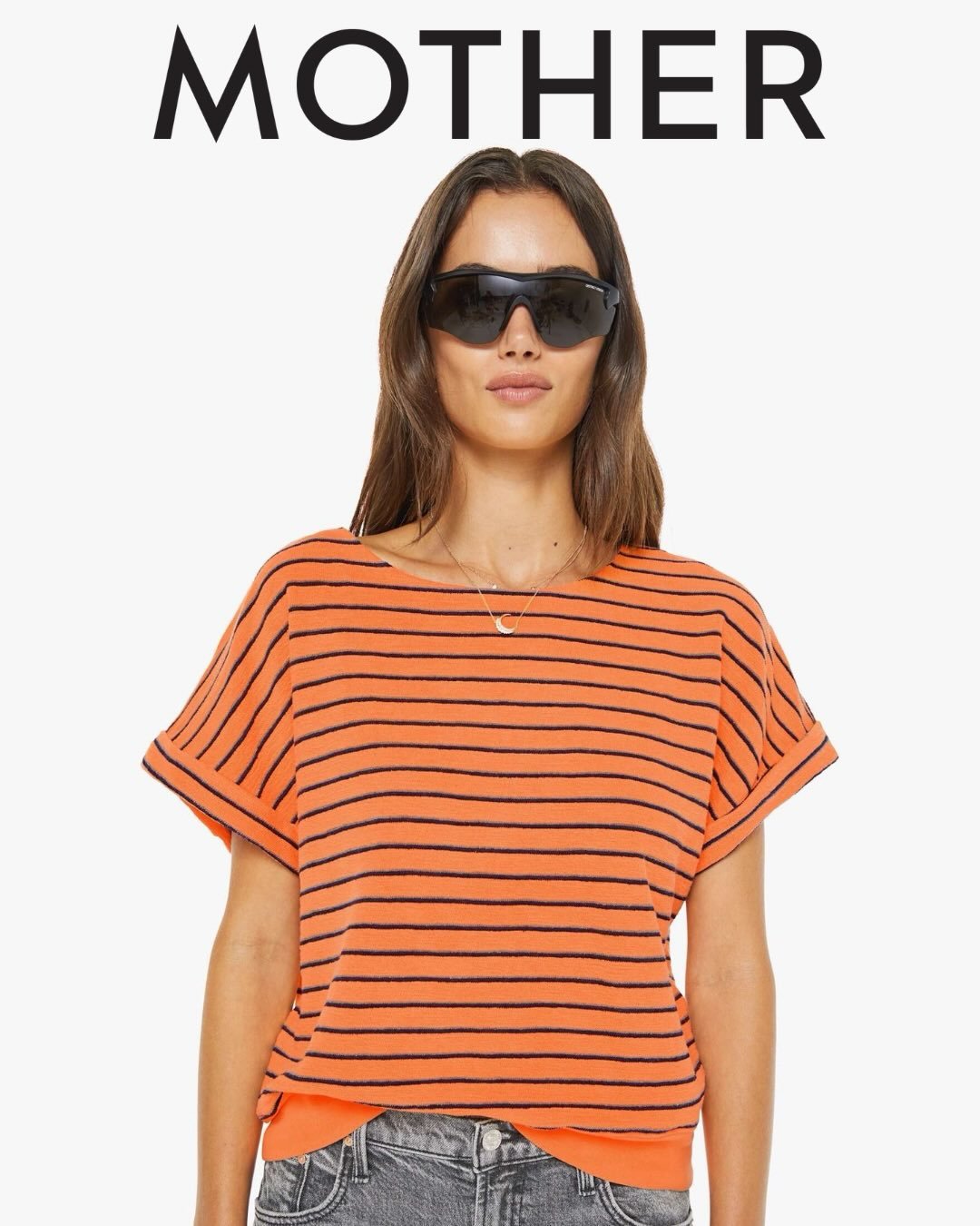 The Skipper From MOTHER. A Short Sleeve Tee With A Boat Neck And Boxy Fit.