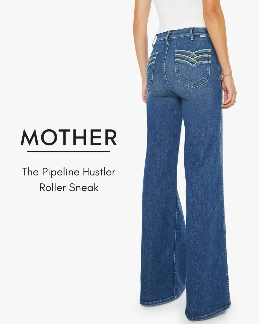 New From MOTHER! The Pipeline Hustler Roller Sneak. 70s-inspired wide leg jean with a high rise and clean hem.