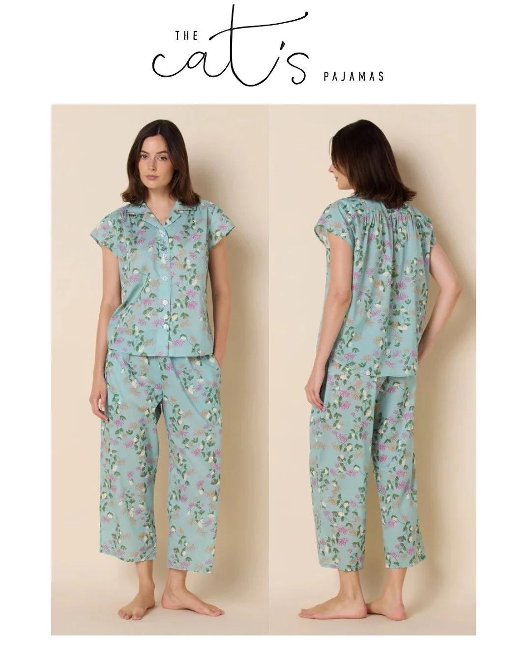 New From The Cat&rsquo;s Pajamas! 100% Cotton Voile. Cap Sleeve Top &amp; Cropped, Capri Length Pant.