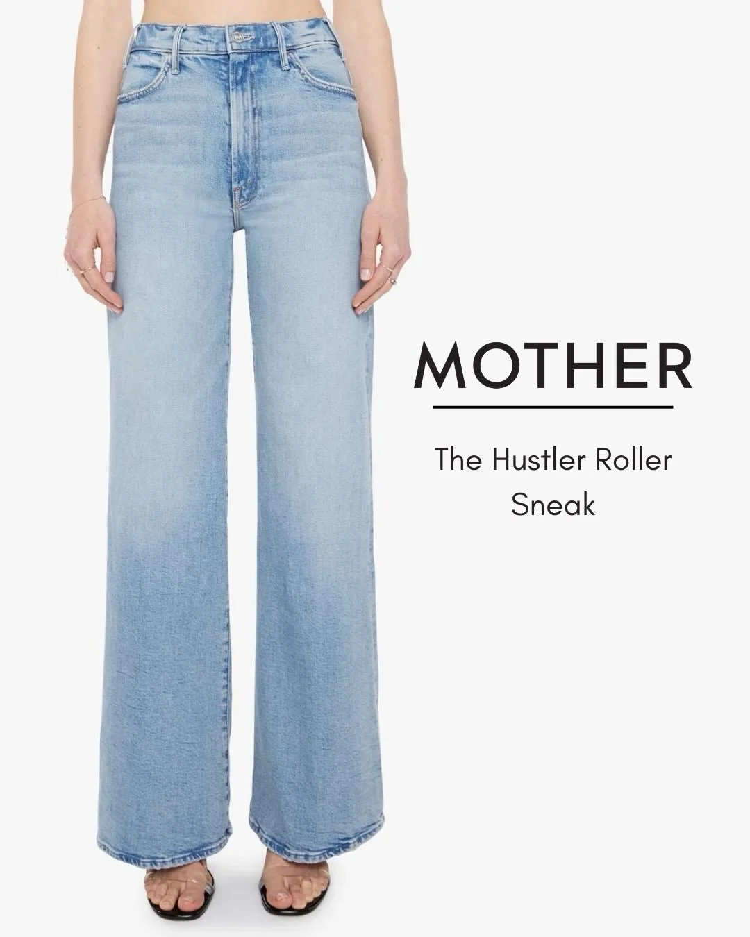 MOTHER - The Hustler Roller Sneak. 70s Inspired Wide Leg Jean With A High Rise.