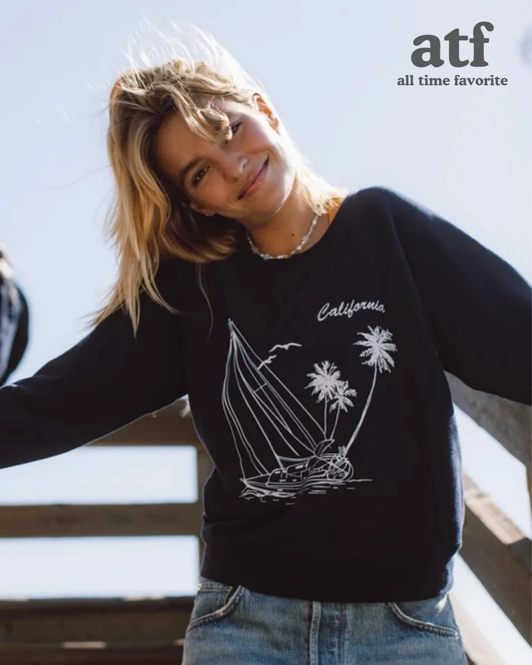New From ATF! Sailing California Favorite Sweatshirt. 100% Cotton.