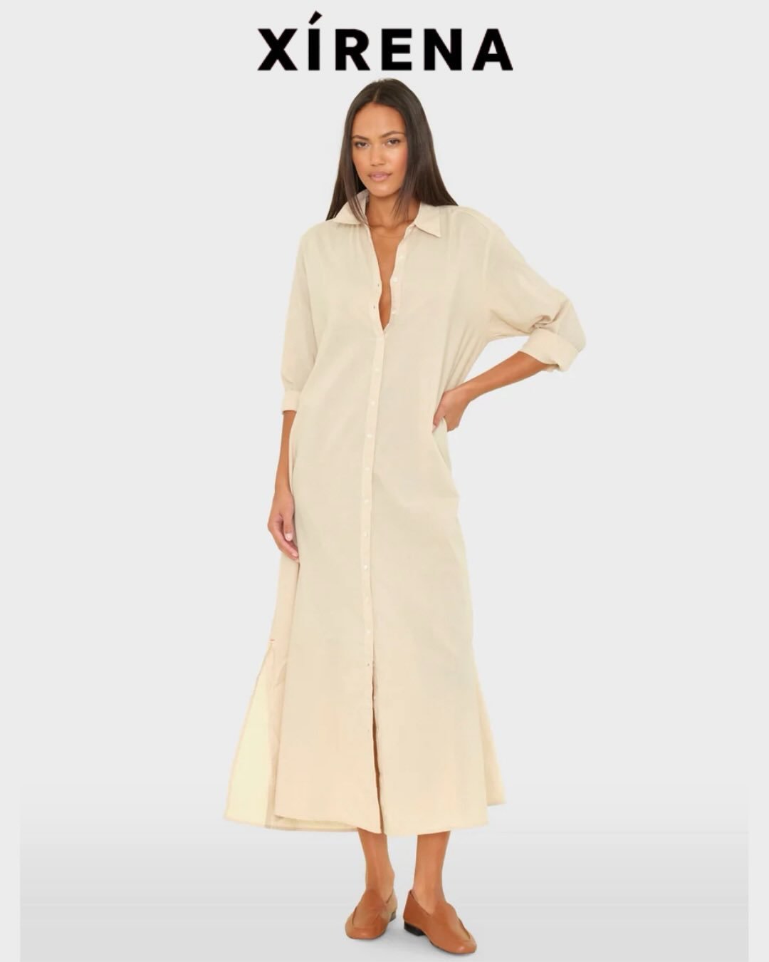 Just In From X&iacute;RENA - Boden Dress a Two Colors: Parchment &amp; Dark Seagrass. Made From Lightweight Woven Cotton Poplin. 100% Cotton.