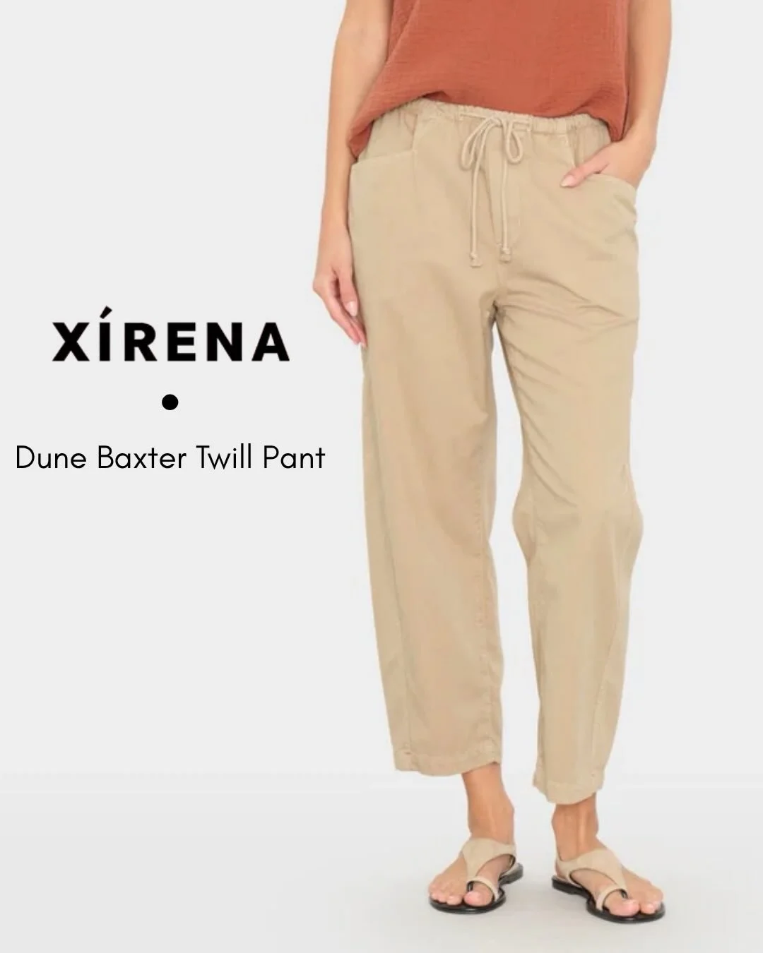X&iacute;RENA - Baxter Twill Pant. Made From Vintage Washed Cotton Twill. Features An Elasticized Drawstring And A Subtle Barrel Leg.