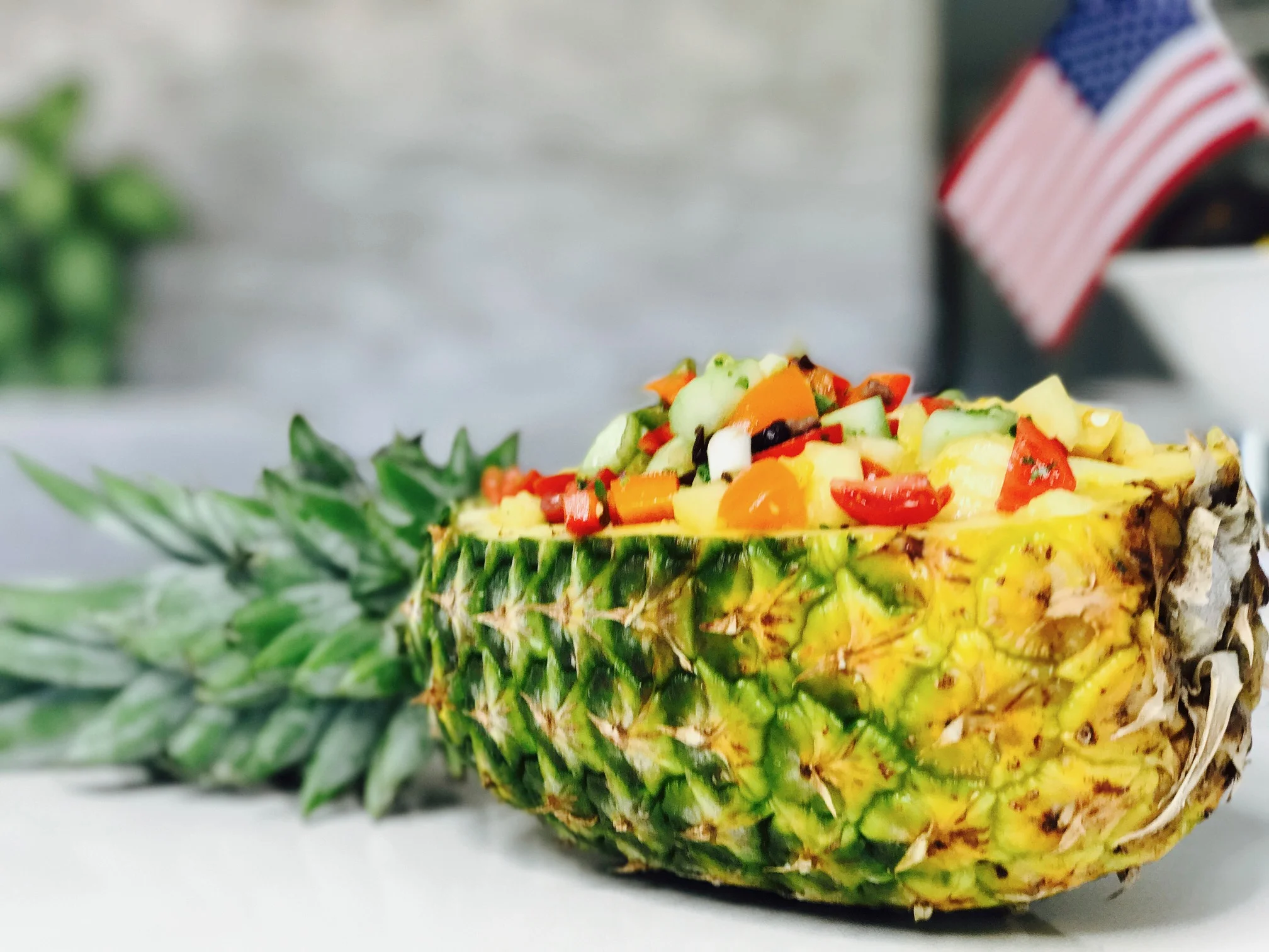 Patriotic pineapples. Nothing says ALOHA this summer, like this pineapple salsa!