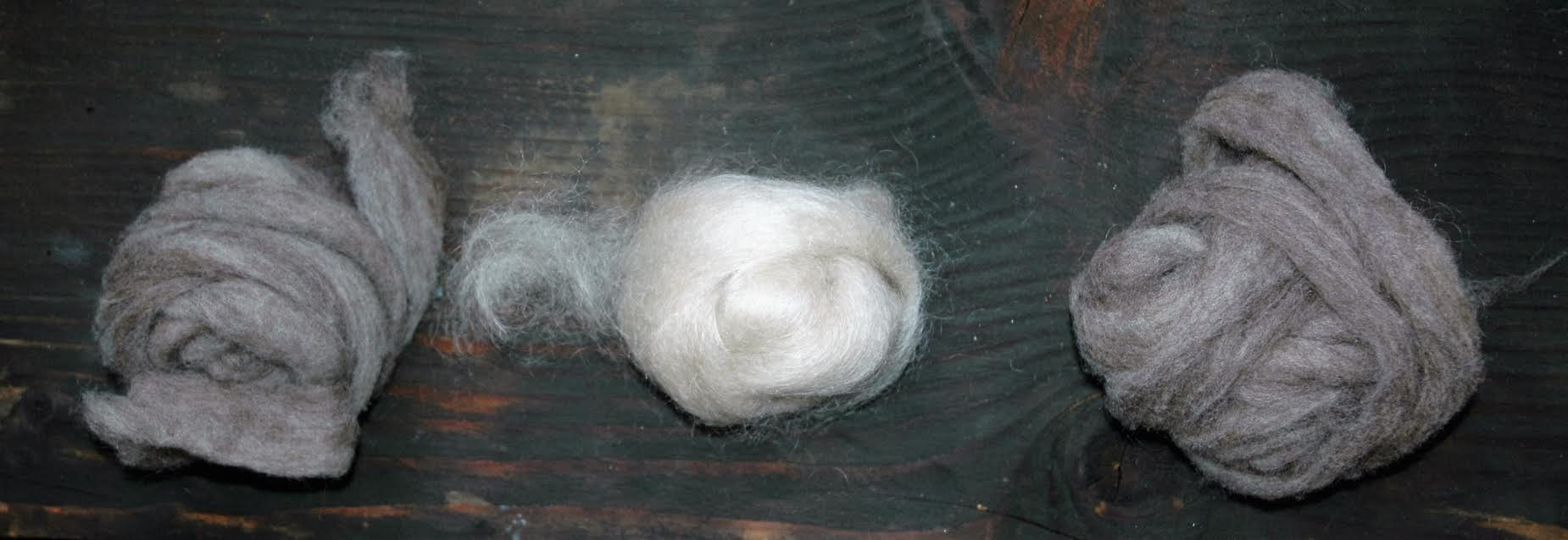 Sister Sheep roving. Grey: CVM/Rambouillet. White: Mohair
