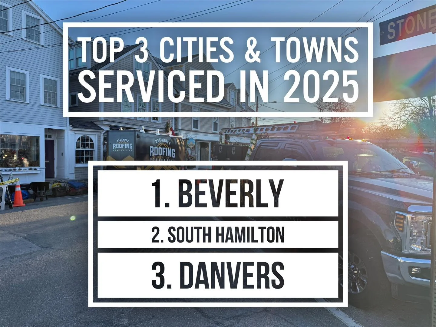 The results are in! 🎉 The top 3 cities and towns we serviced last year were Beverly, South Hamilton, and Danvers 🏠

Don&rsquo;t see your city or town in the top 3? Help us get there next year by continuing to tell friends and family about your expe