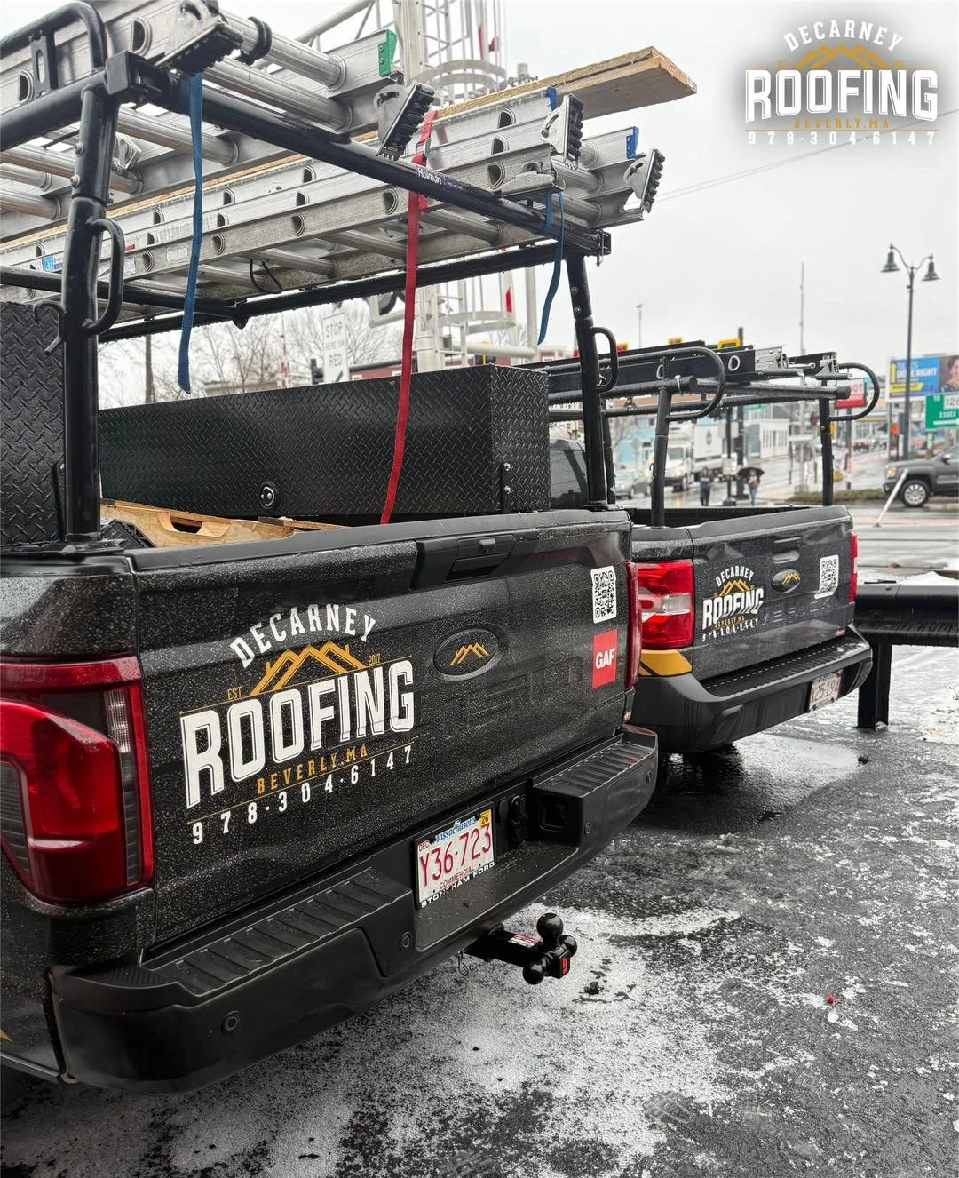 The trucks are ready to head out to take care of repairs today! Winter weather won&rsquo;t slow us down! ❄️🚚💪 

#DeCarneyRoofing #BeverlyBasedBeverlyTrusted  #BeverlyMa #DeCarneyRoofing #TheDeCarneyDifference