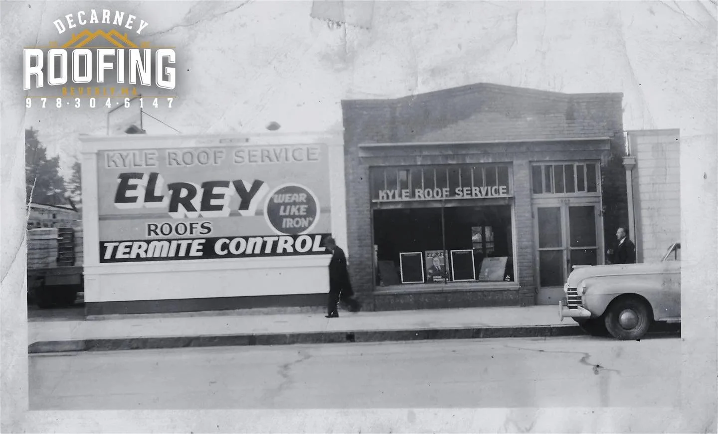 ⏳ Throwback Thursday Roofing History ⏰

Before Google and social media, roofing companies built their reputation right on Main Street. Bold billboards and eye catching window displays were how you drew homeowners in. This photo has both of those elem