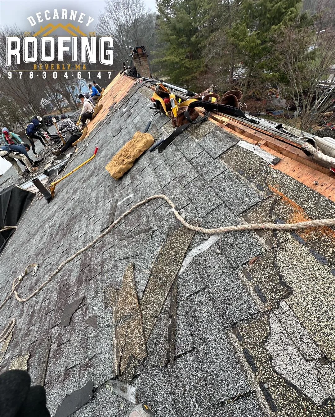 🔨 We have worked on roofs like this throughout my entire roofing career, and something about this photo really captures the texture and feel of being on a shingle roof. The rough granulated shingles, multiple layers, the harness ropes&hellip; it&rsq