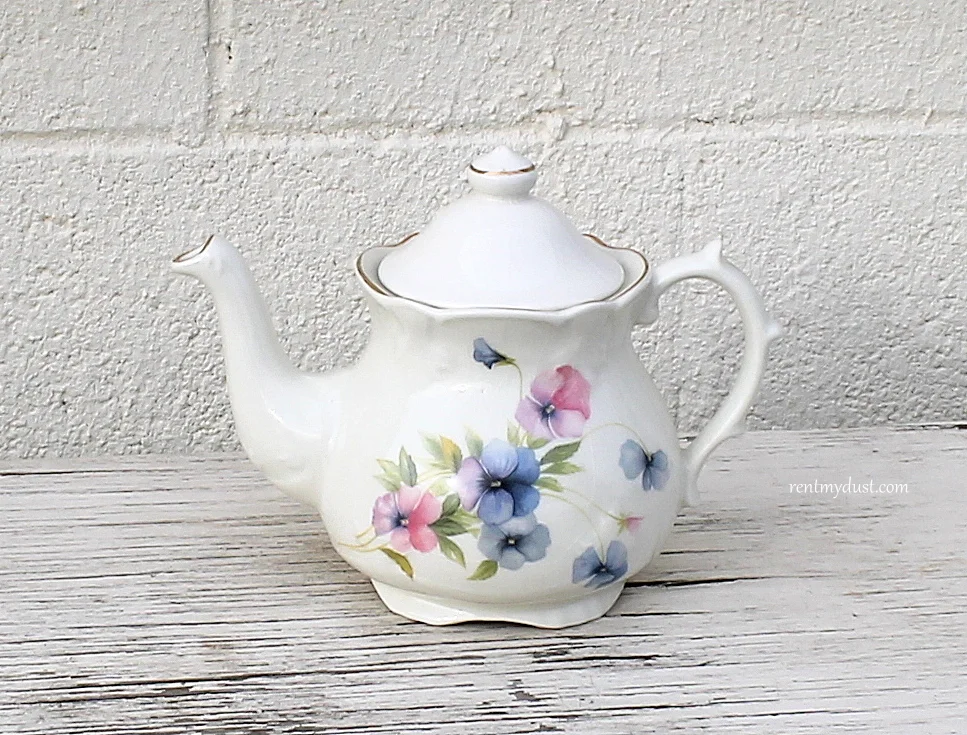 Blue Pansy English Teapot - $15