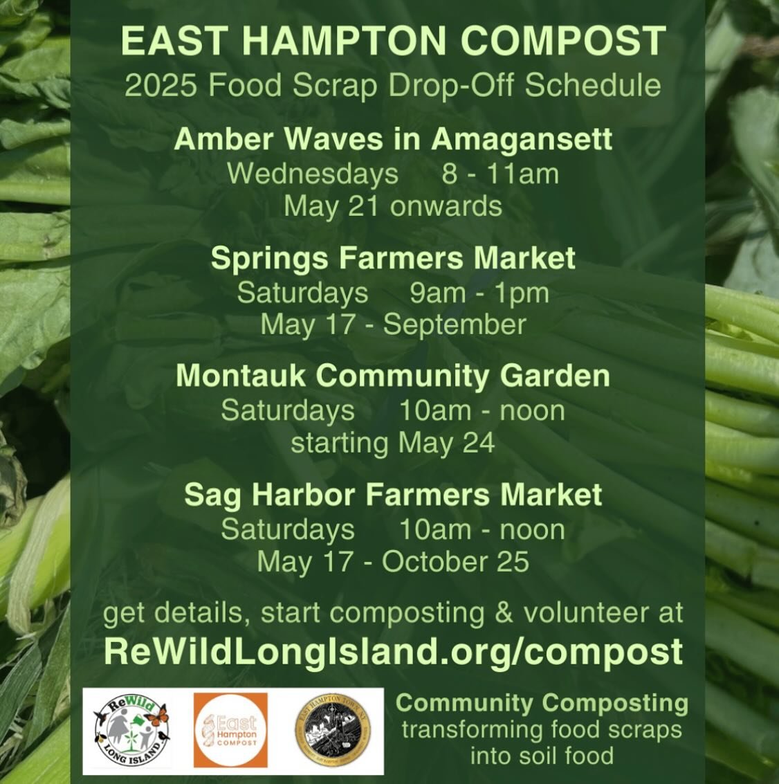 Help our environment. You can drop off your compost waste at the #sagharborfarmersmarket starting May 17th.