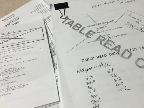The original shooting script by Jennifer Dornbush & Harold Cronk.