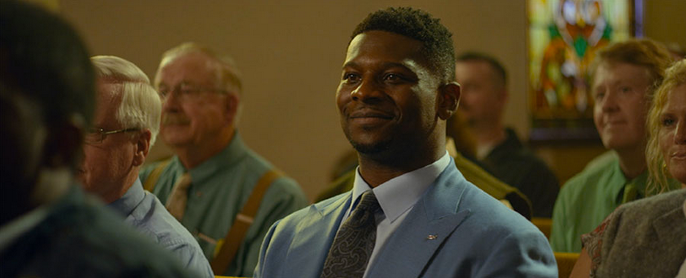 Ladainian Tomlinson, our fearless pastor, on the set of God Bless the Broken Road.