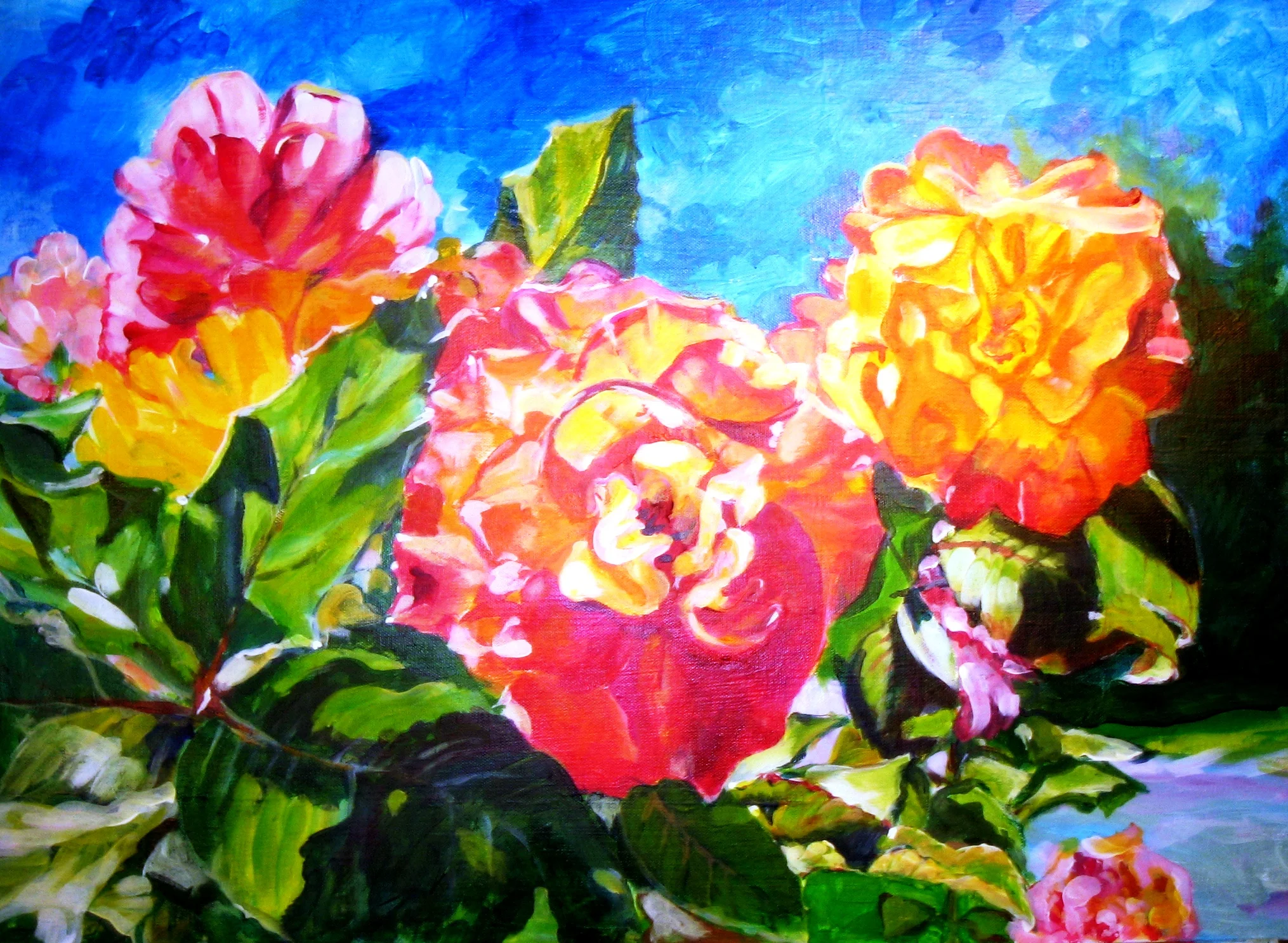 Summer Roses, 18"H x 24"W x 1"D, Acrylic, April, 2013