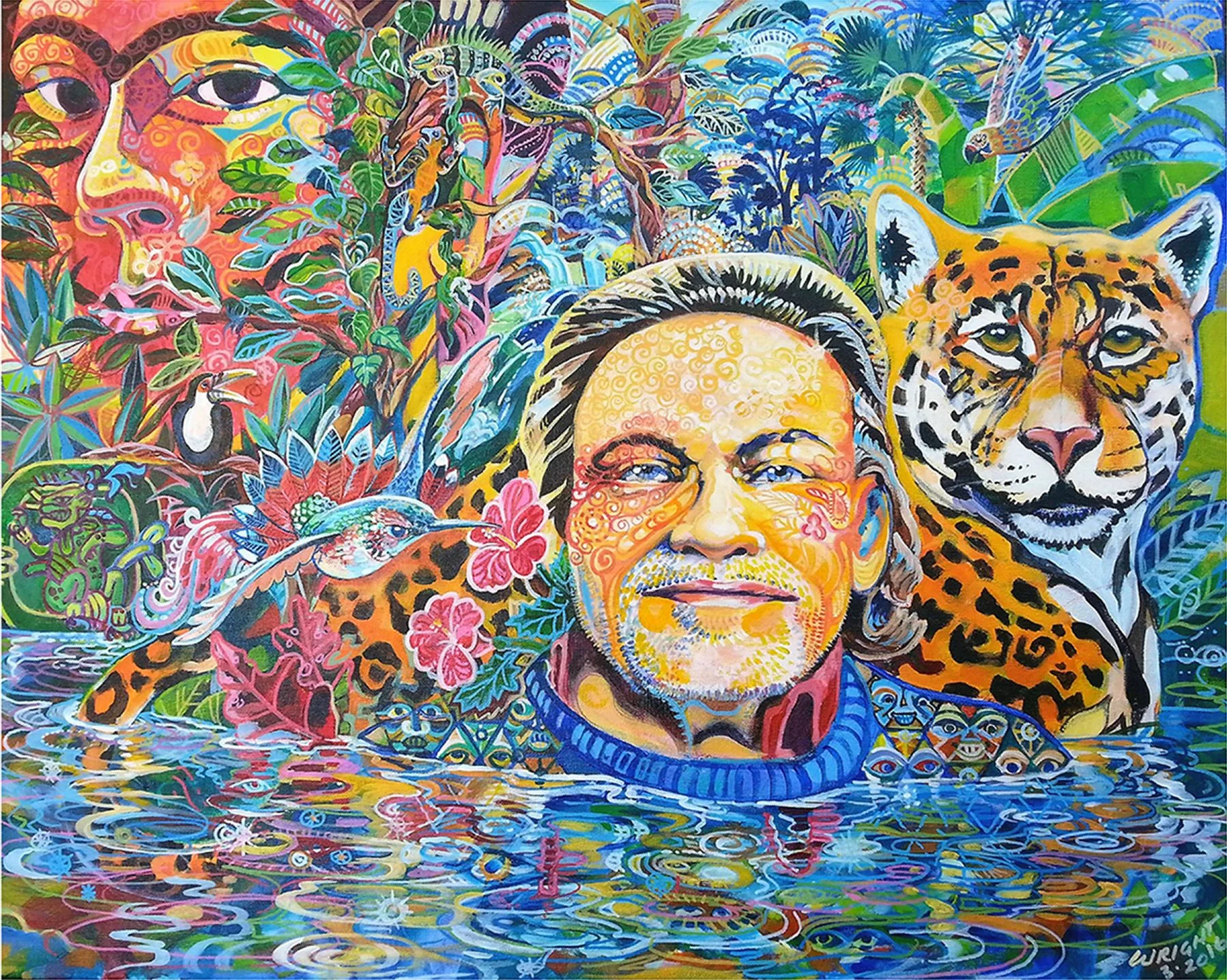 Alfredo Y Algunos de Sus Amigos, Acrylic on Canvas, 24"H x 30"W x 1" D, March 2016