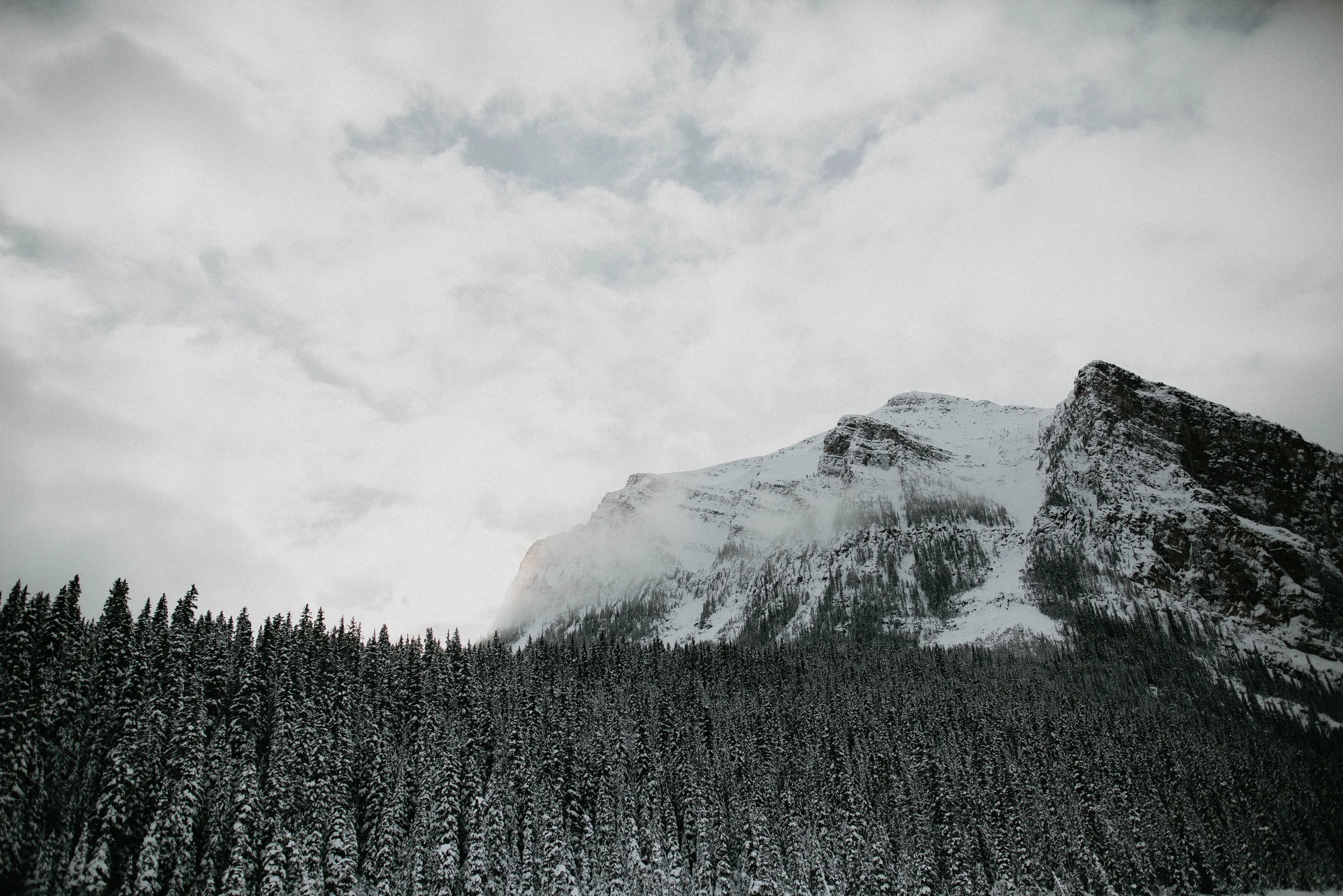 a view from standing on Lake Louise