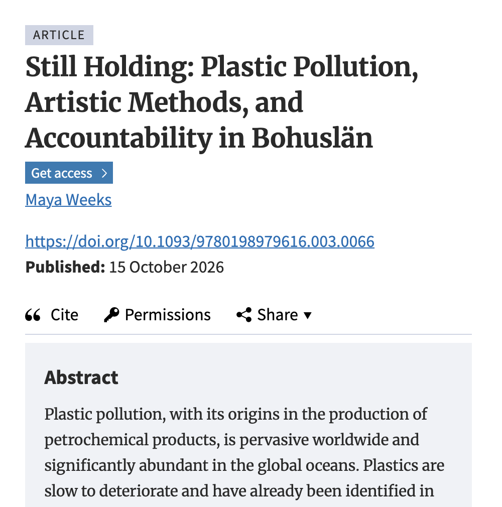 Still Holding: Plastic Pollution, Artistic Methods, and Accountability in Bohuslän