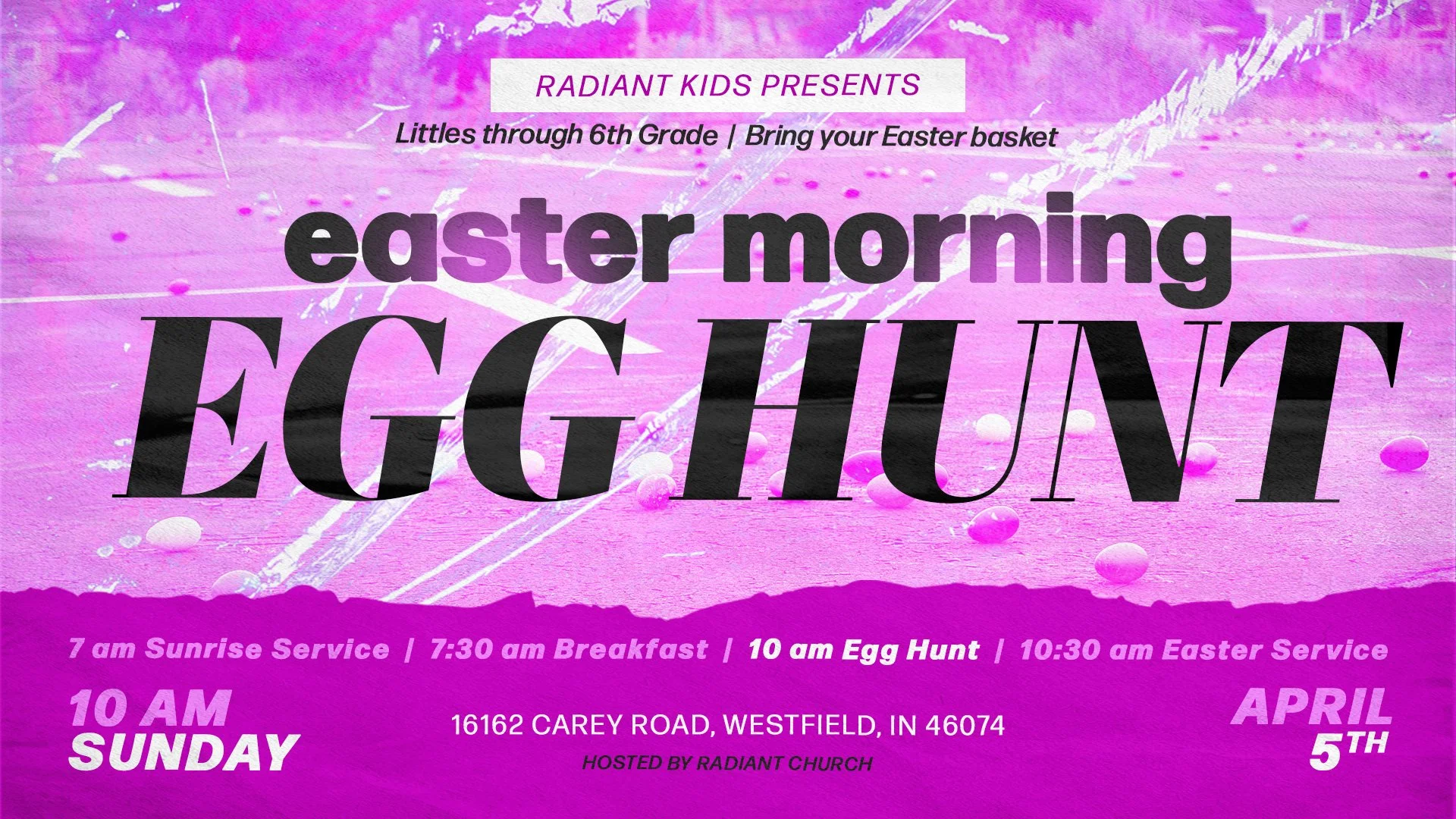 Free Easter egg hunt for kids at Radiant Christian Life Church Westfield Indiana